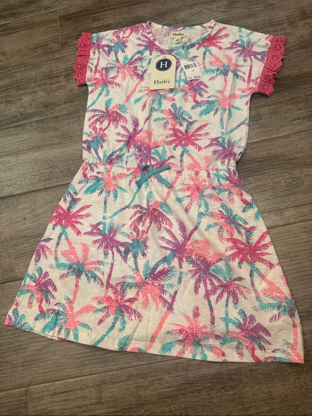 Hatley Pink, Teal & Purple Palm-Print Cotton Dress